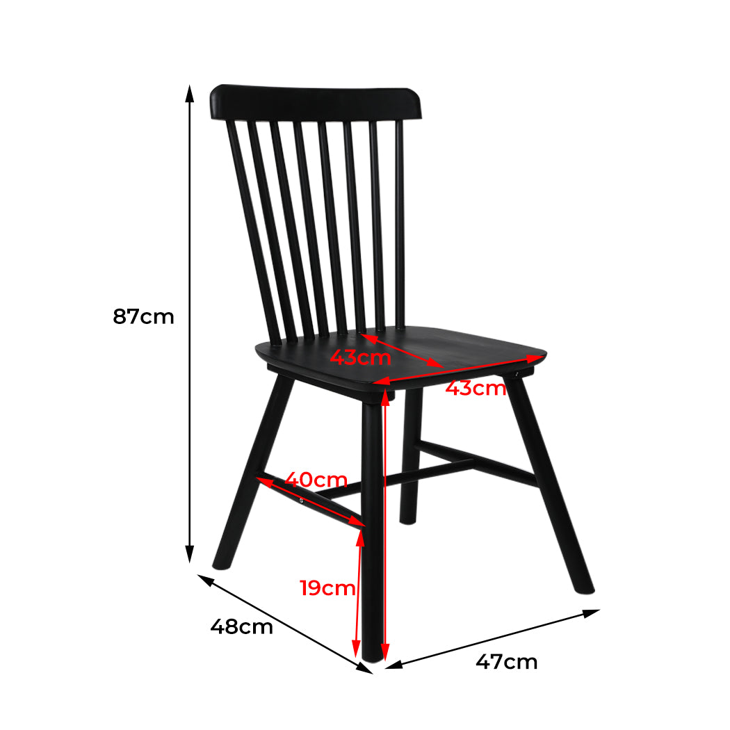 Set of 2 Dining Chairs Side Chair Replica Kitchen Wood Furniture Black - image3