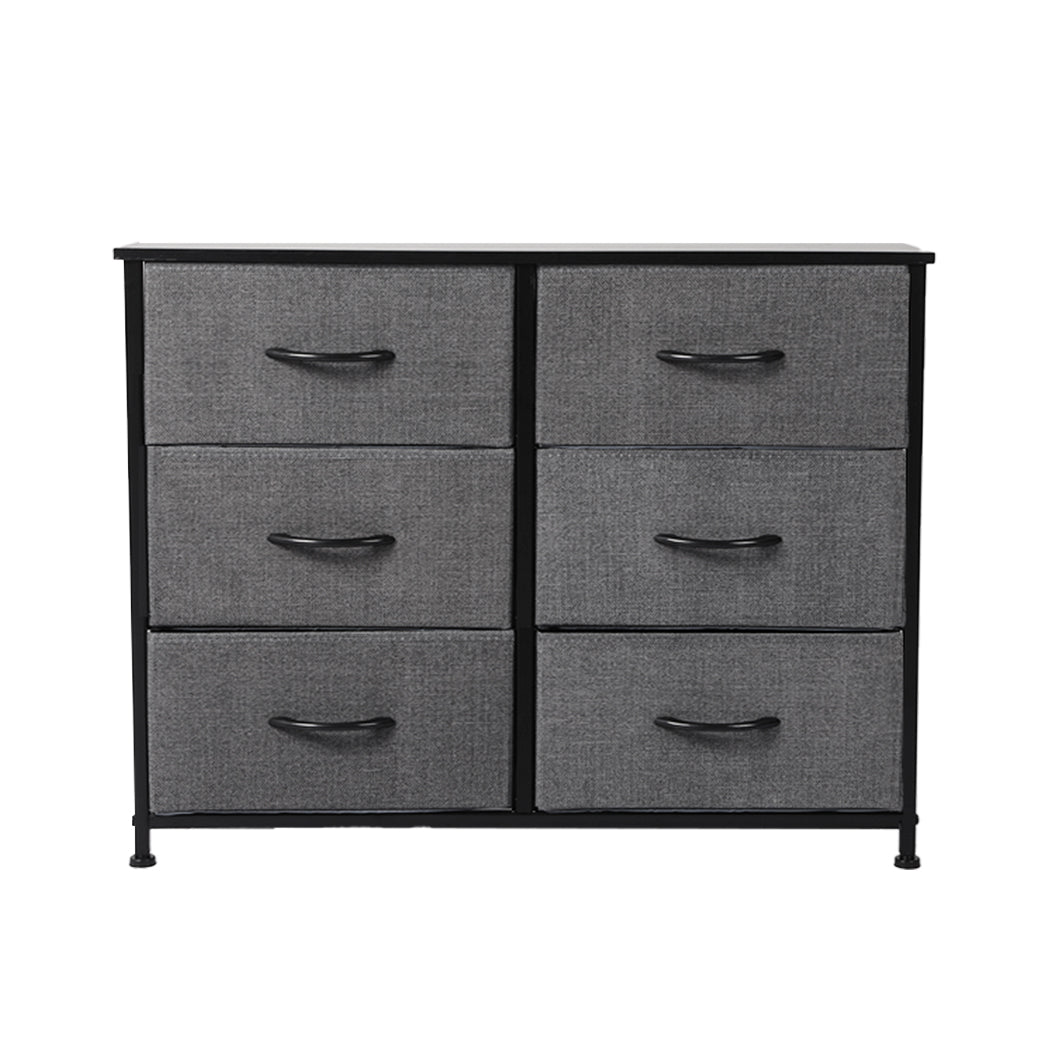 Storage Cabinet Tower Chest of Drawers Dresser Tallboy 6 Drawer Dark Grey - image2