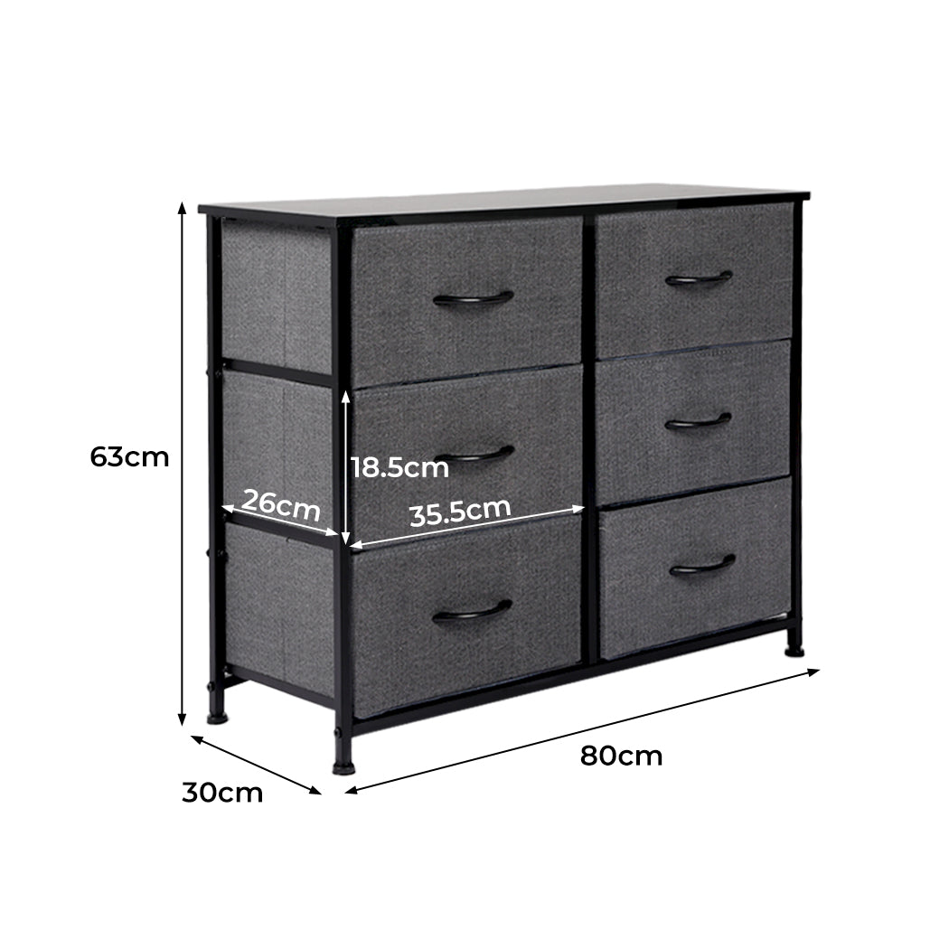 Storage Cabinet Tower Chest of Drawers Dresser Tallboy 6 Drawer Dark Grey - image3