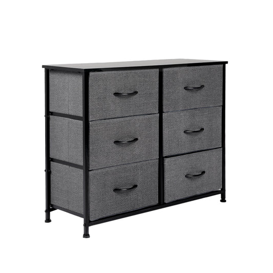 Storage Cabinet Tower Chest of Drawers Dresser Tallboy 6 Drawer Dark Grey - image1