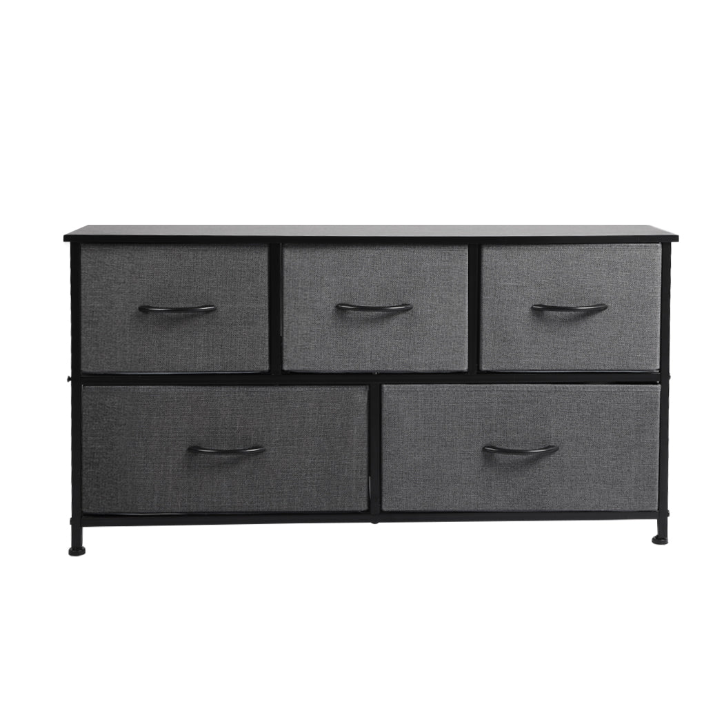 Levede Storage Cabinet Tower Chest of Drawers Dresser Tallboy 5 Drawer Dark Grey - image2