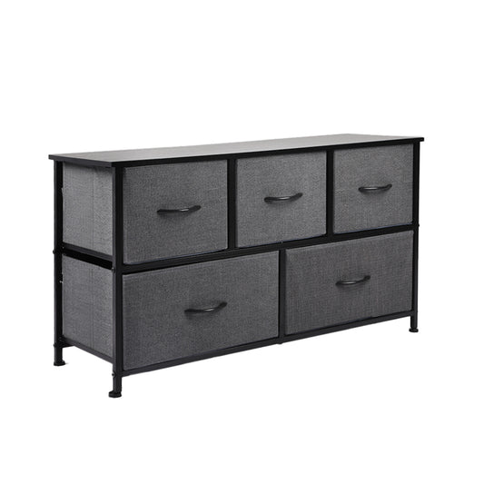 Levede Storage Cabinet Tower Chest of Drawers Dresser Tallboy 5 Drawer Dark Grey - image1