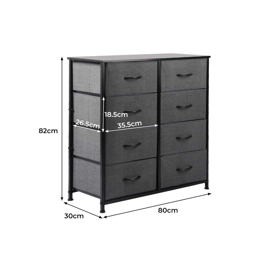 Storage Cabinet Tower Chest of Drawers Dresser Tallboy 8 Drawer Dark Grey - image3