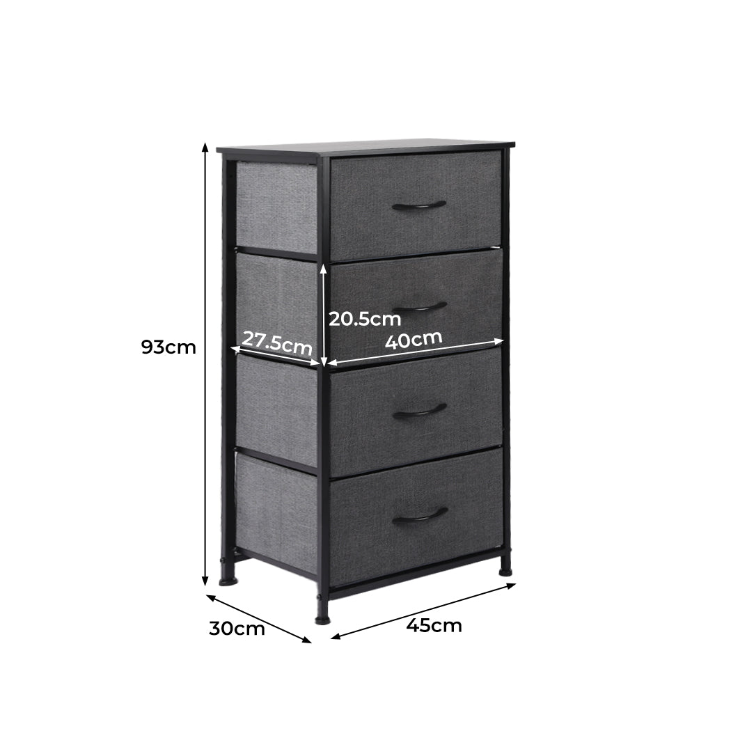 Levede Storage Cabinet Tower Chest of Drawers Dresser Tallboy 4 Drawer Dark Grey - image3