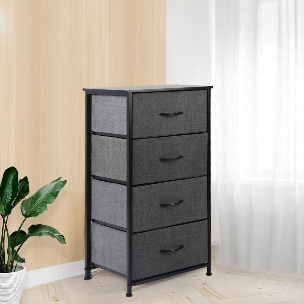Levede Storage Cabinet Tower Chest of Drawers Dresser Tallboy 4 Drawer Dark Grey - image8