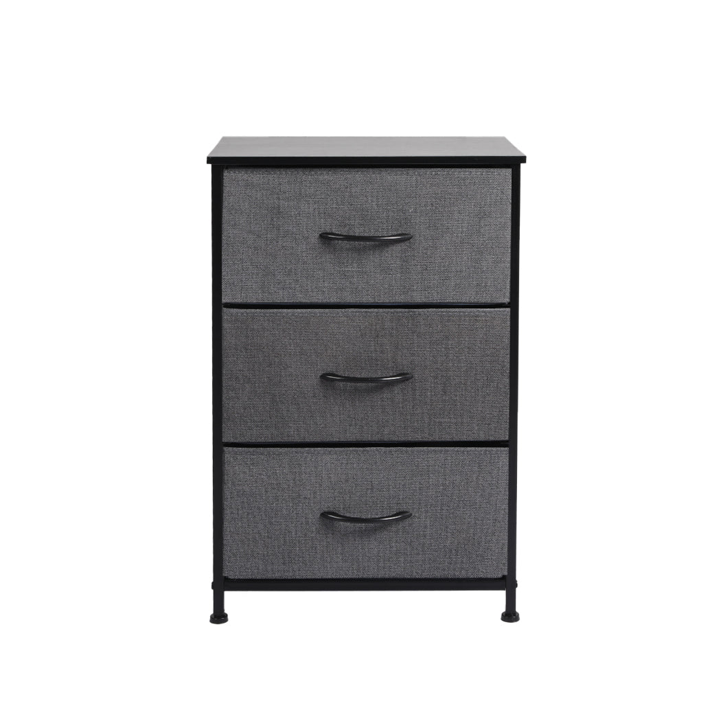 Storage Cabinet Tower Chest of Drawers Dresser Tallboy 3 Drawer Dark Grey - image2