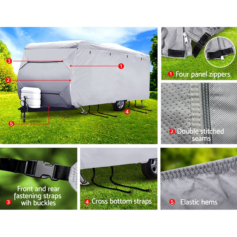 14-16ft Caravan Cover Campervan 4 Layer UV Water Resistant - image5