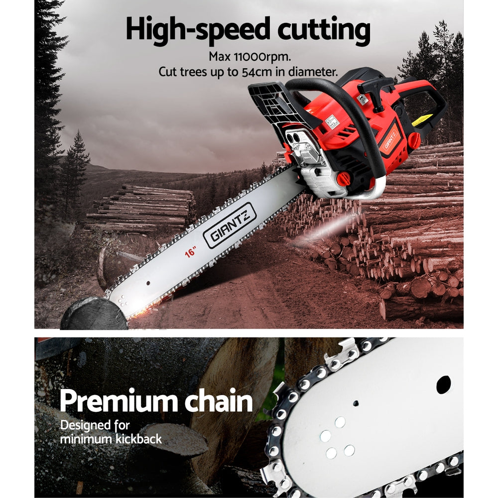 Giantz Petrol Chainsaw Chain Saw E-Start Commercial 45cc 16'' Top Handle Tree - image7
