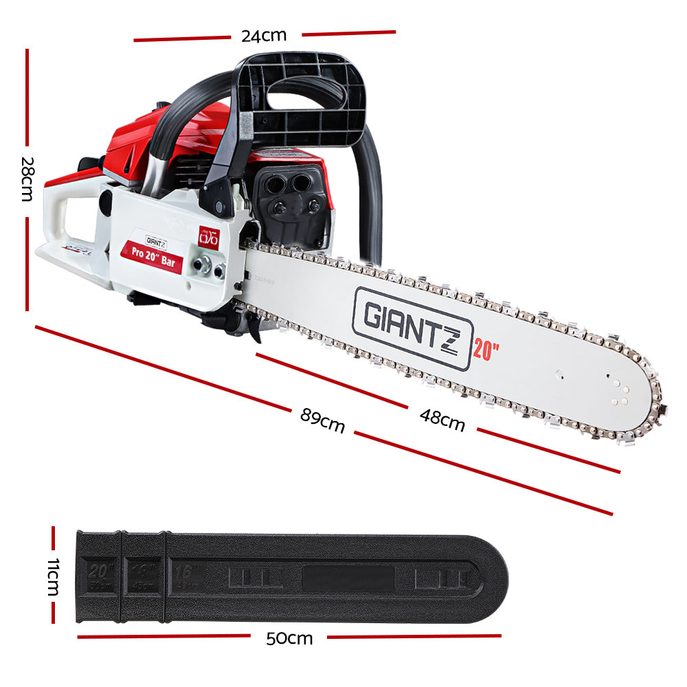 52CC Petrol Commercial Chainsaw Chain Saw Bar E-Start Pruning - image2