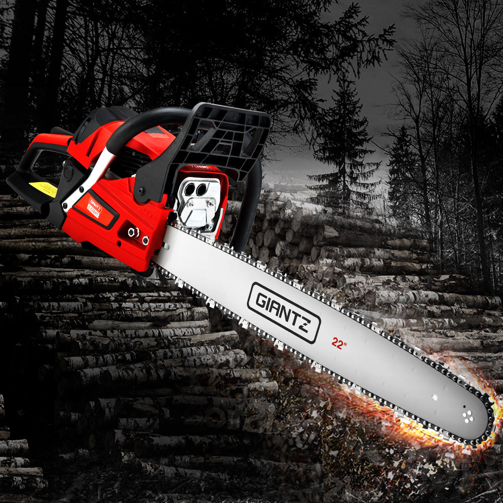 Giantz Chainsaw 58cc Petrol Commercial Pruning Chain Saw E-Start 22'' Bar Top - image8