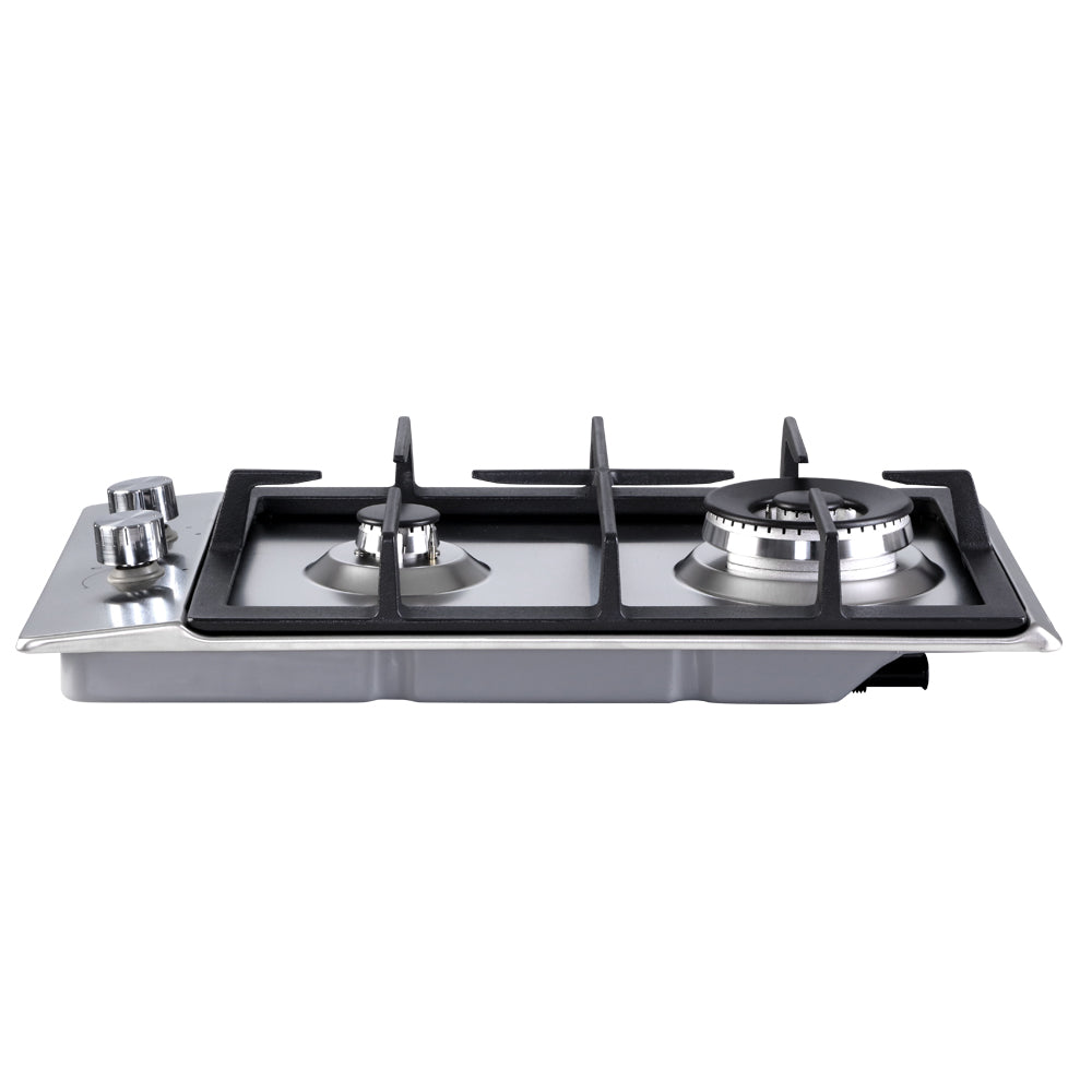 Gas Cooktop 30cm Gas Stove Cooker 2 Burner Cook Top Konbs NG LPG Steel - image4