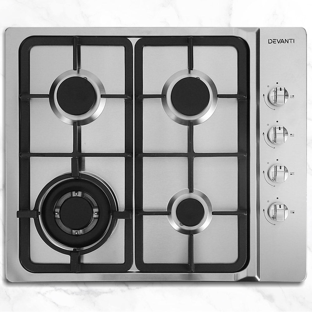 Gas Cooktop 60cm Kitchen Stove 4 Burner Cook Top NG LPG Stainless Steel Silver - image8