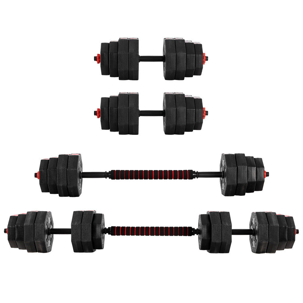 40KG 2-in-1 Dumbbell Barbell Set Adjustable Dumbbells Weights Home Gym Fitness - image3
