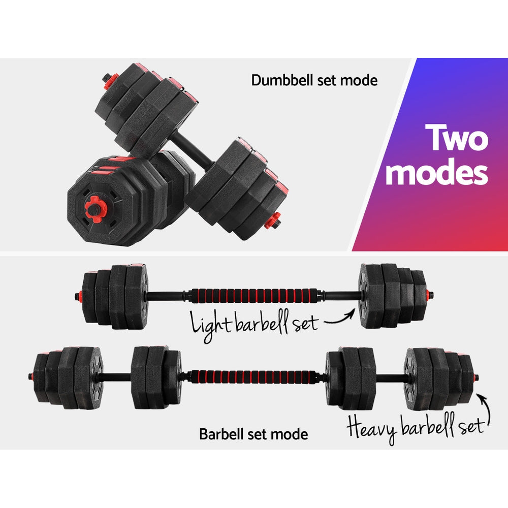 40KG 2-in-1 Dumbbell Barbell Set Adjustable Dumbbells Weights Home Gym Fitness - image7