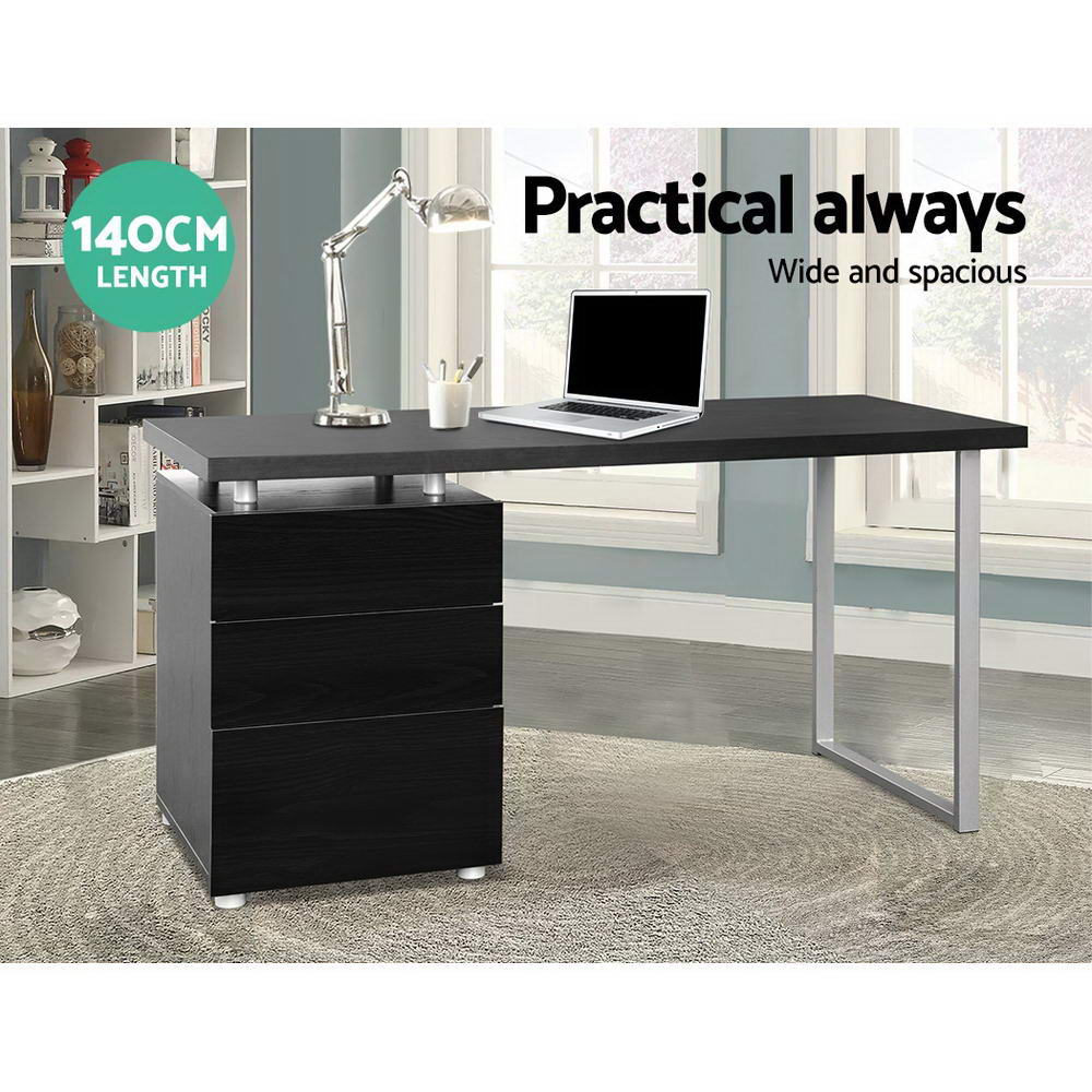 Metal Desk with 3 Drawers - Black - image4