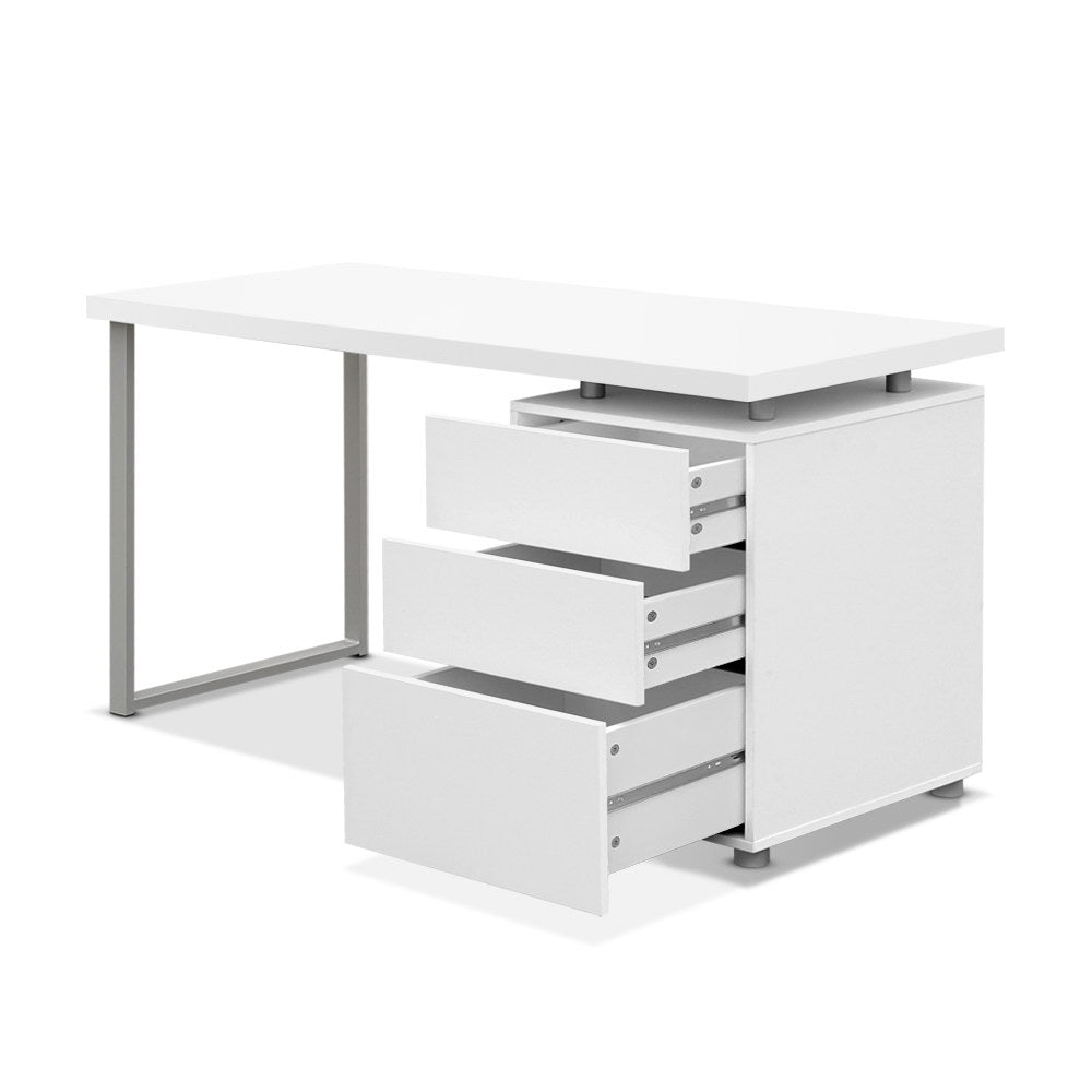 Metal Desk with 3 Drawers - White - image3