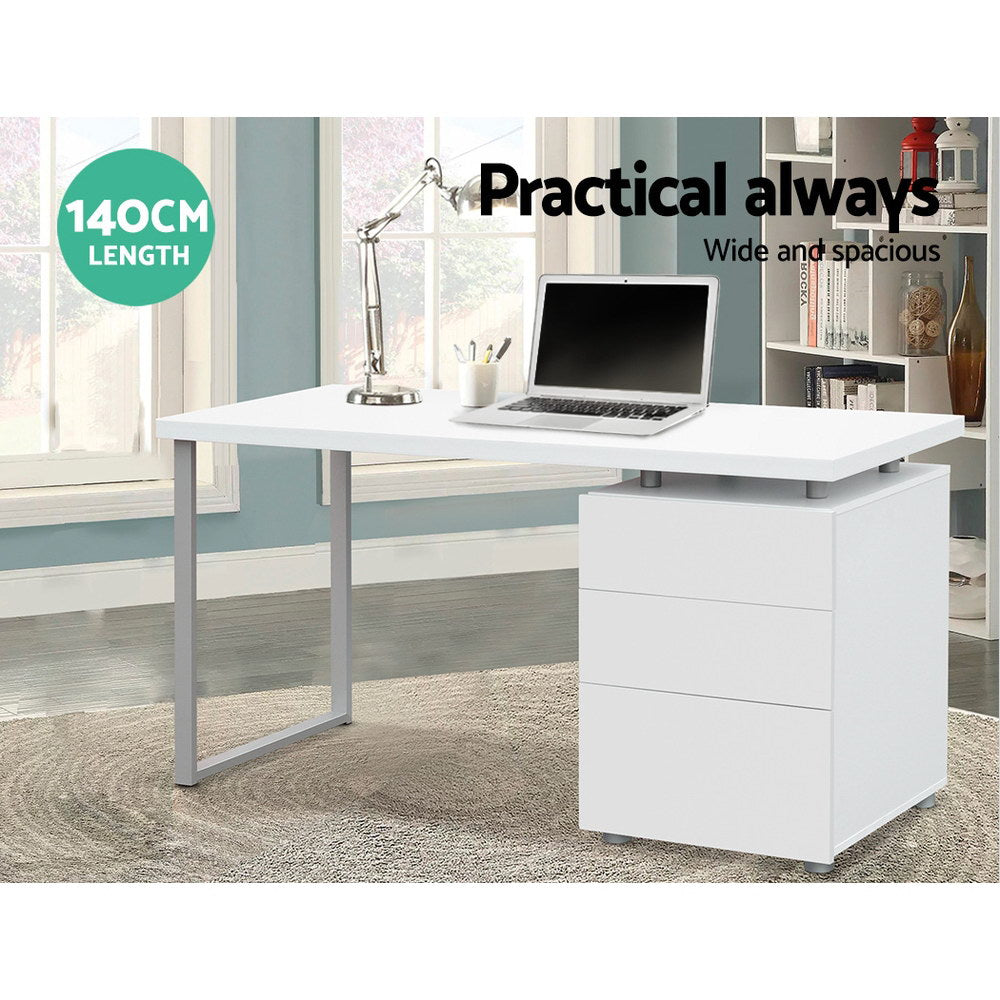 Metal Desk with 3 Drawers - White - image5