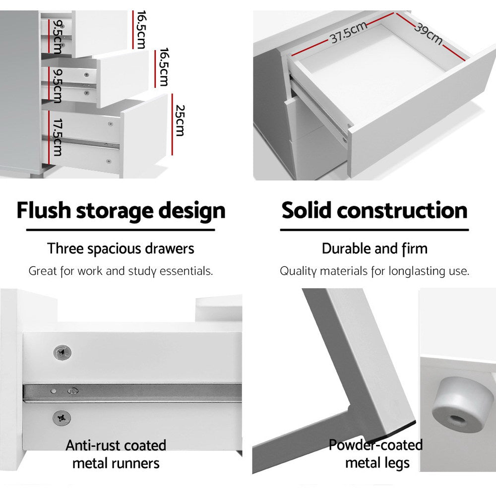 Metal Desk with 3 Drawers - White - image6