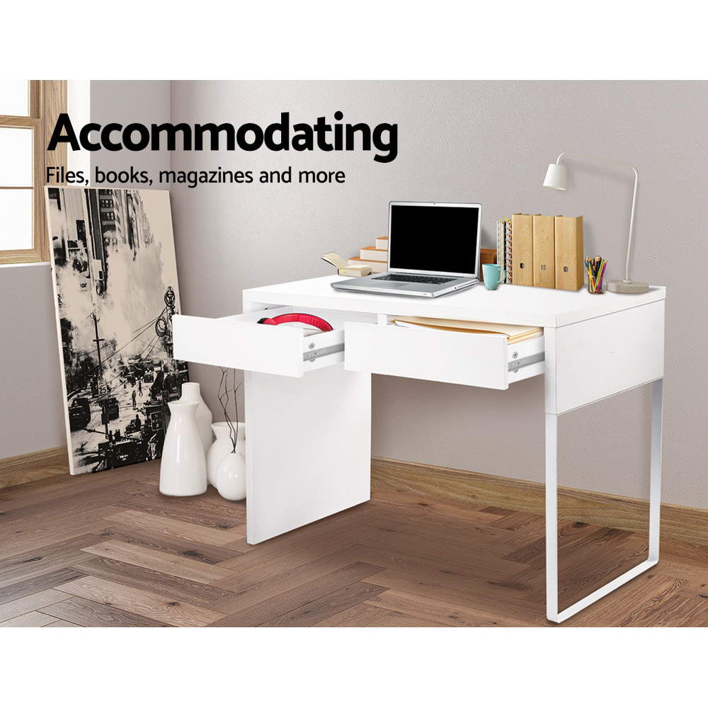 Metal Desk with 2 Drawers - White - image5