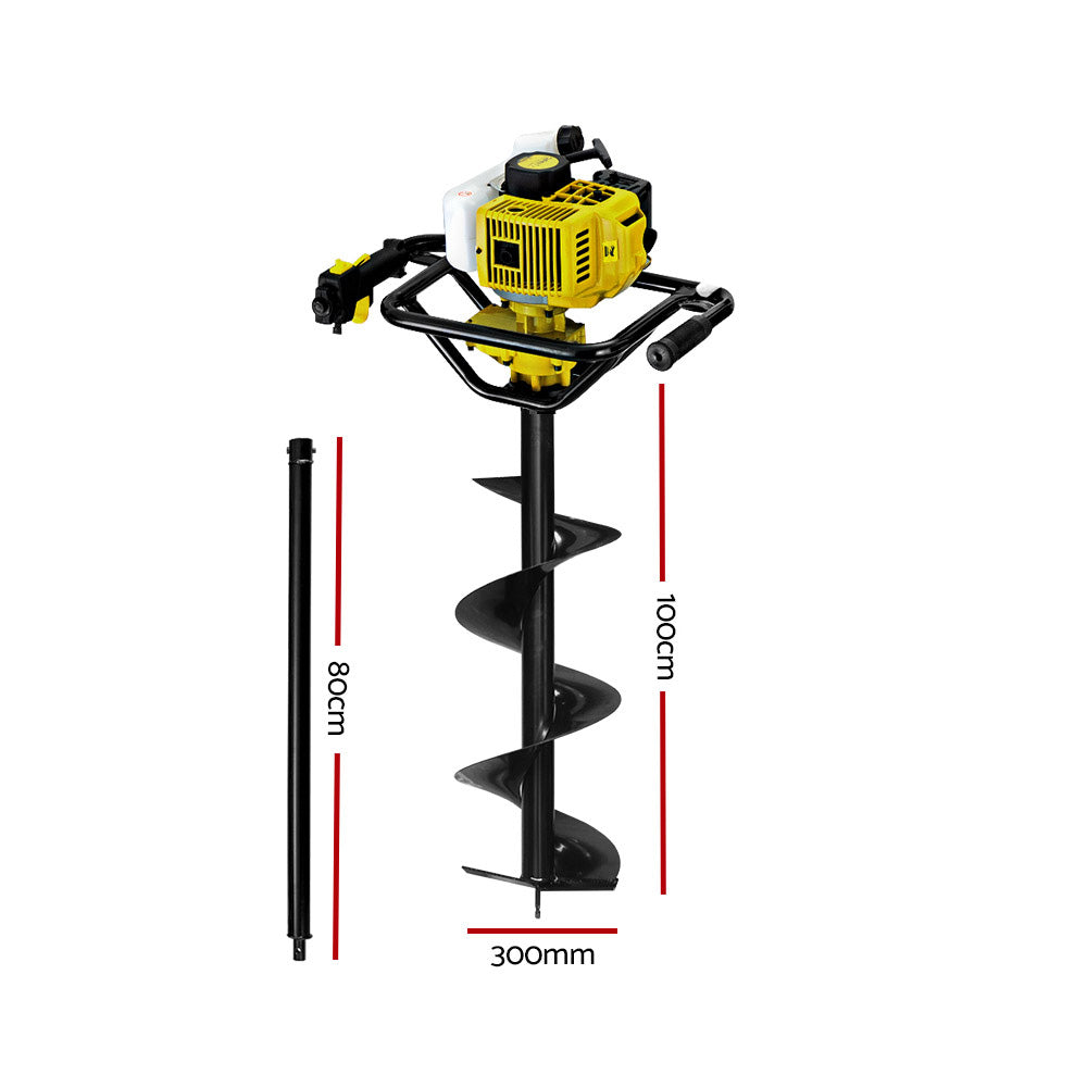 92CC Post Hole Digger Petrol Auger Drill Borer Fence Earth Power 300mm - image2