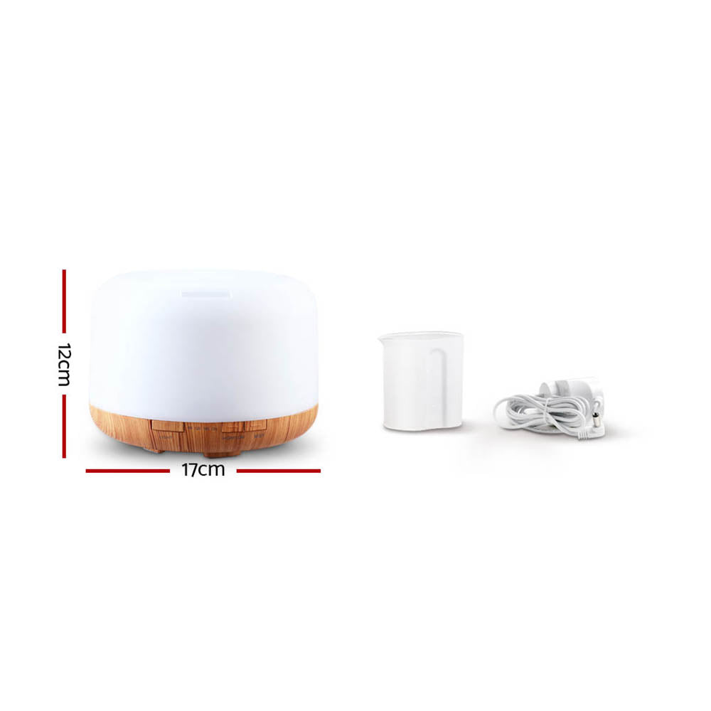 Aroma Diffuser Aromatherapy LED Night Light Air Humidifier Purifier Light Wood Grain 500ml - image2