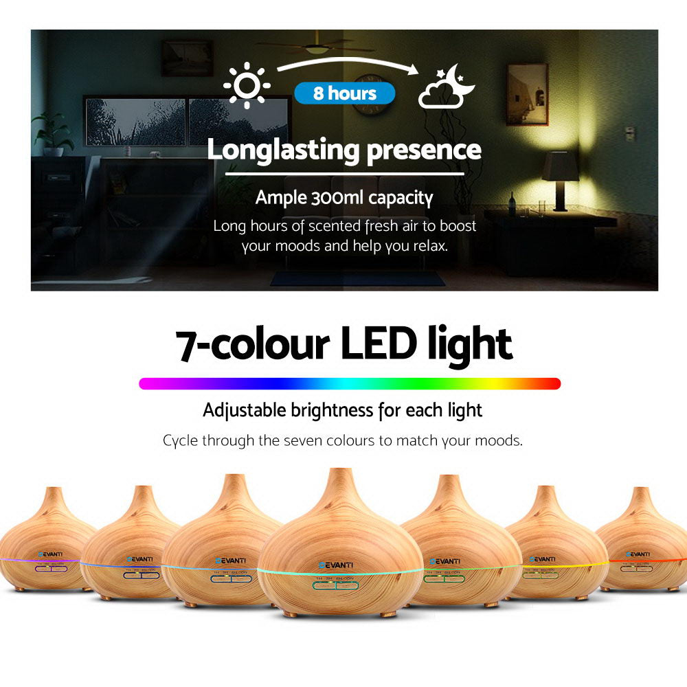 300ml 4 in 1 Aroma Diffuser - Light Wood - image4