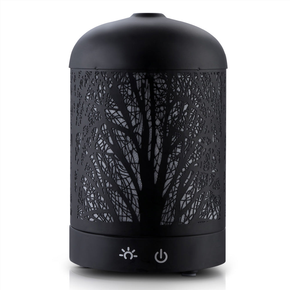 Aroma Diffuser Aromatherapy LED Night Light Iron Air Humidifier Black Forrest Pattern 100ml - image2