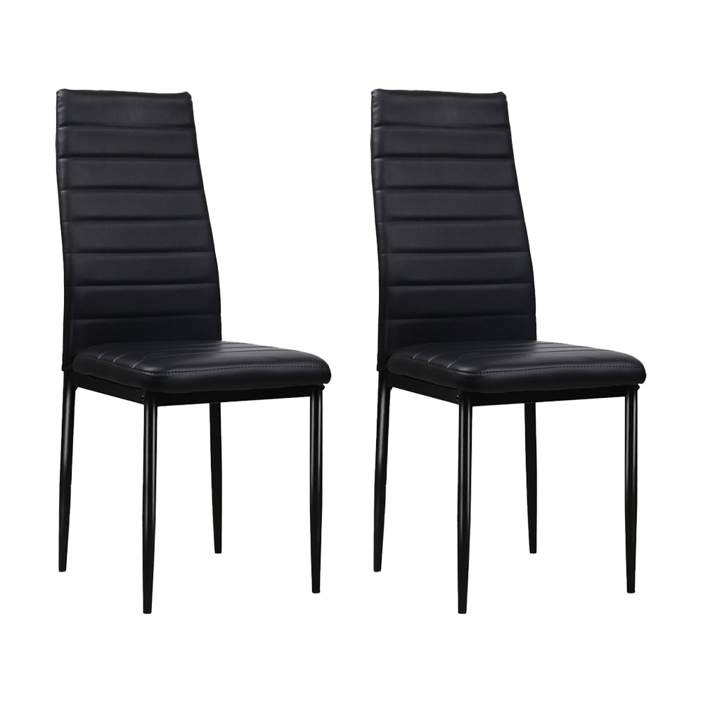 Set of 4 Dining Chairs PVC Leather - Black - image1