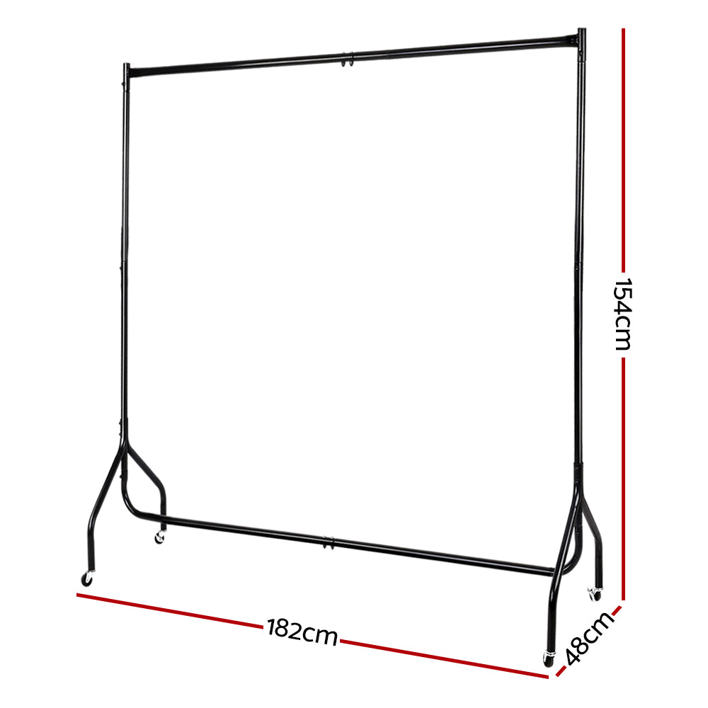 Set of 2 Clothes Racks Metal Garment Coat Hanger Display Rolling Stand Shelf Portable - image2