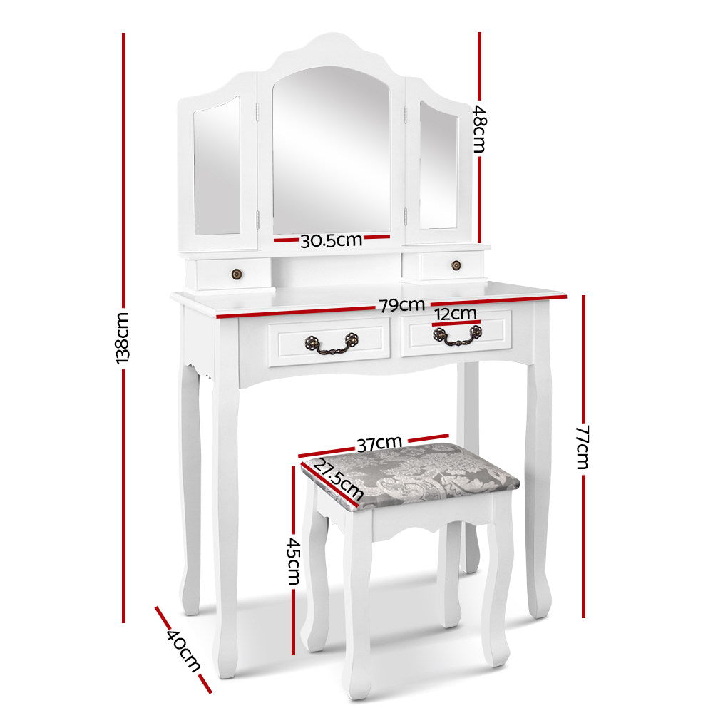 Dressing Table with Mirror - White - image2