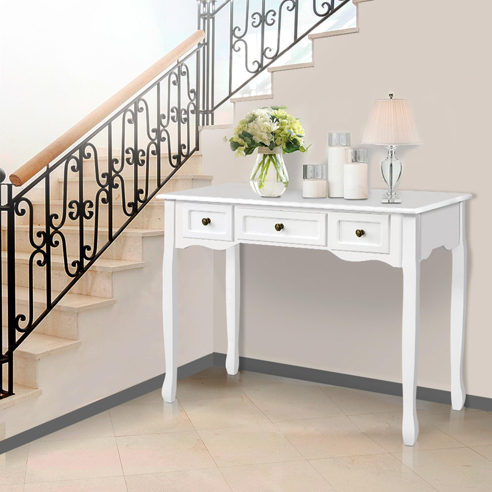 Hall Console Table Hallway Side Dressing Entry Wooden French Drawer White - image7