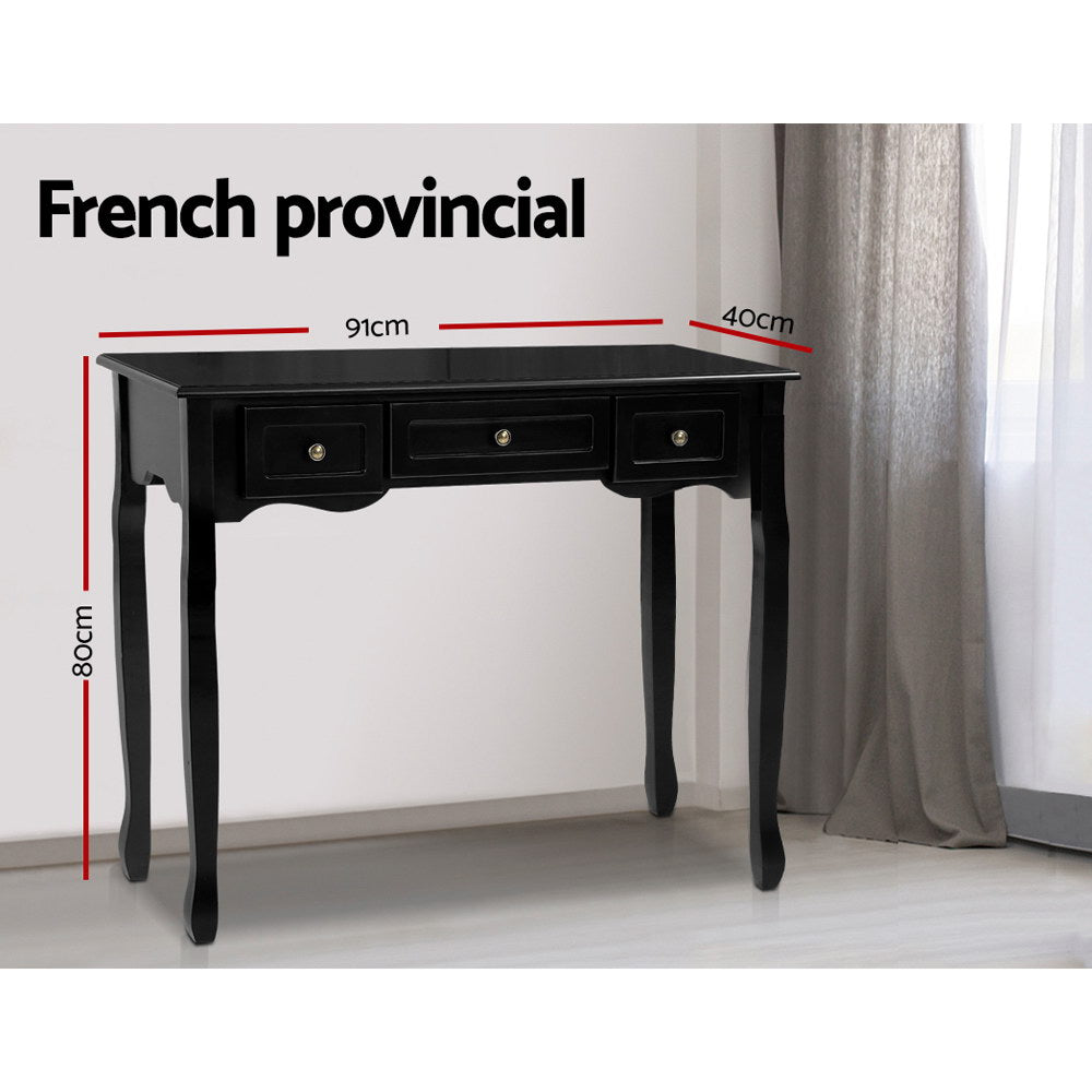 Hallway Console Table Hall Side Dressing Entry Display 3 Drawers Black - image2