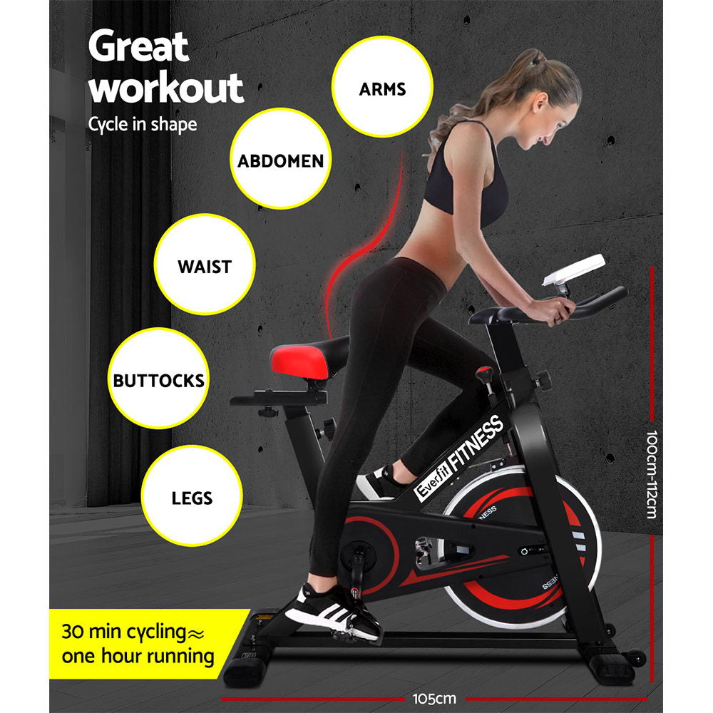 Spin Exercise Bike Cycling Fitness Commercial Home Workout Gym Black - image4