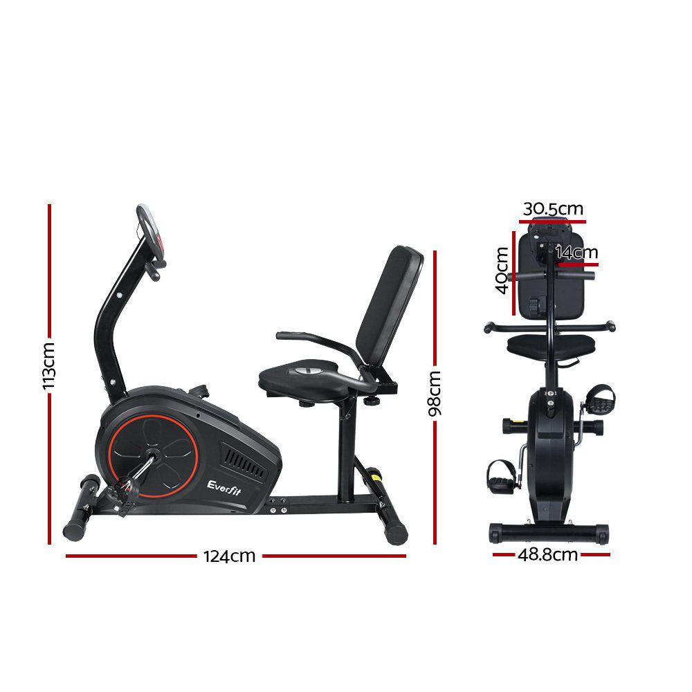 Magnetic Recumbent Exercise Bike Fitness Trainer Home Gym Equipment Black - image2