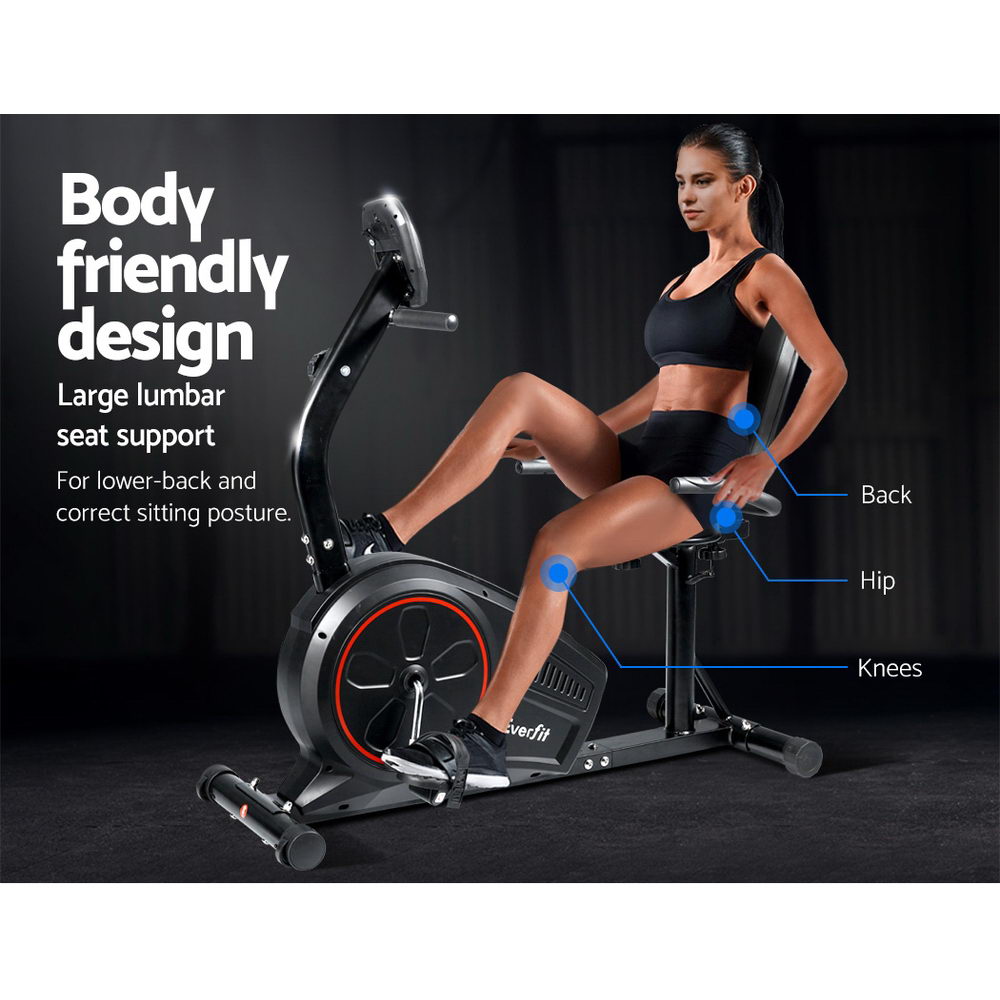 Magnetic Recumbent Exercise Bike Fitness Trainer Home Gym Equipment Black - image3