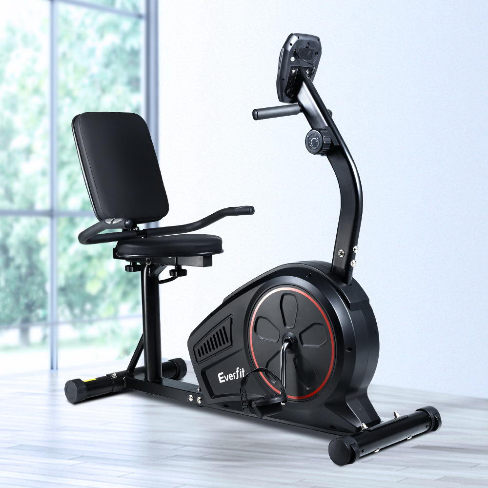 Magnetic Recumbent Exercise Bike Fitness Trainer Home Gym Equipment Black - image7