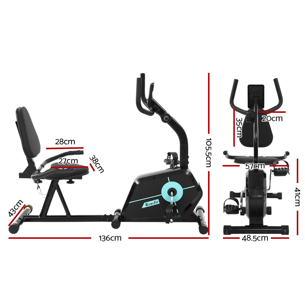 Magnetic Recumbent Exercise Bike Fitness Cycle Trainer Gym Equipment - image2