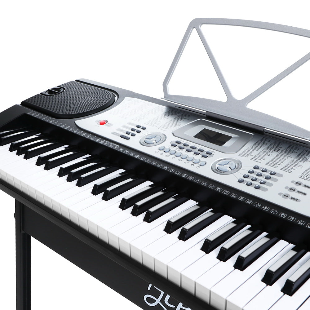 Alpha 61 Keys Electronic Piano Keyboard LED Electric Silver with Music Stand for Beginner - image3