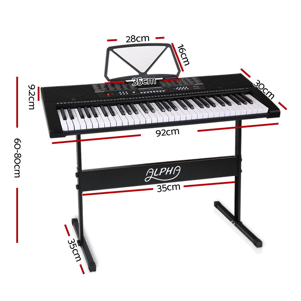 Alpha 61 Keys Electronic Piano Keyboard LED Electric w/Holder Music Stand USB Port - image9