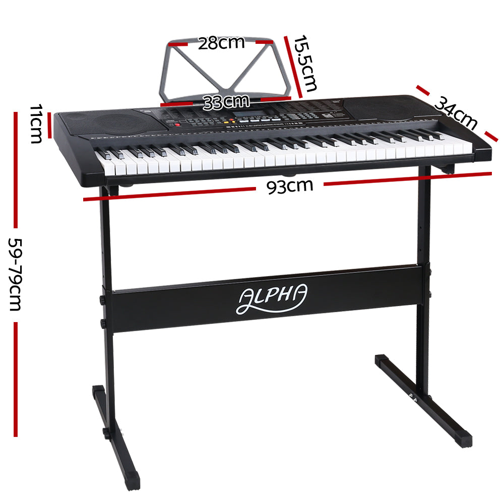 Alpha 61 Key Lighted Electronic Piano Keyboard LCD Electric w/ Holder Music Stand - image9