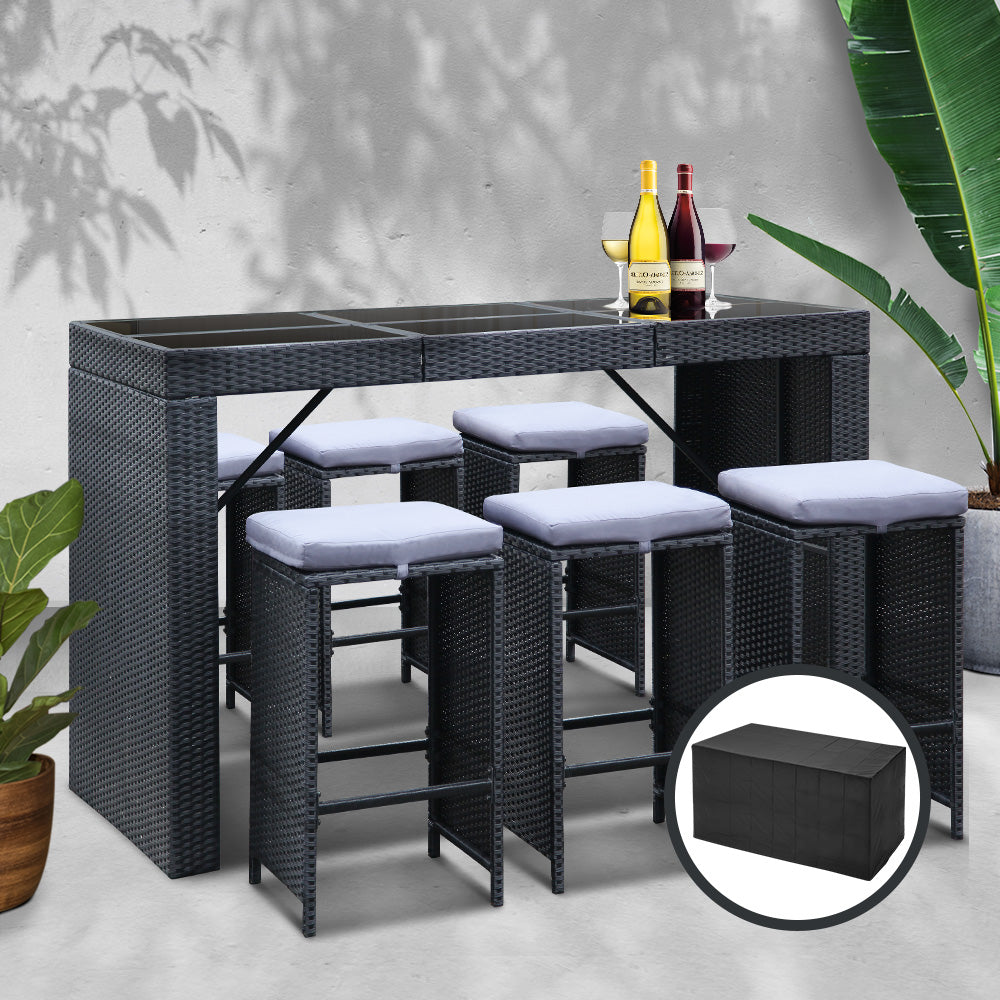 7 Piece Outdoor Dining Table Set - Black - image7