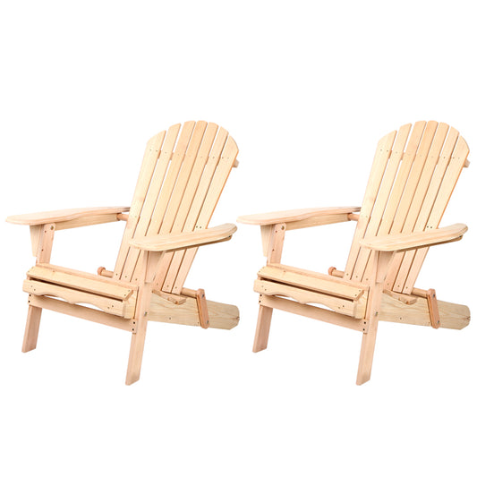 Set of 2 Patio Furniture Outdoor Chairs Beach Chair Wooden Adirondack Garden Lounge - image1