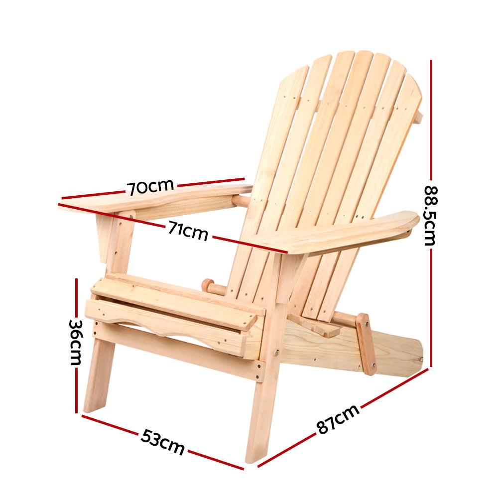 Set of 2 Patio Furniture Outdoor Chairs Beach Chair Wooden Adirondack Garden Lounge - image2
