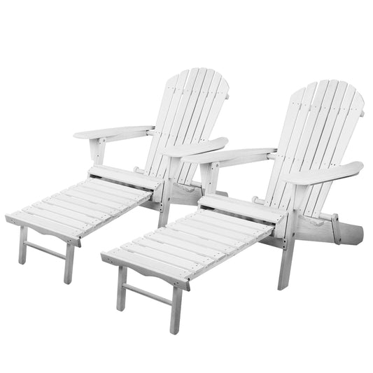 Gardeon Set of 2 Outdoor Sun Lounge Chairs Patio Furniture Lounger Beach Chair Adirondack - image1