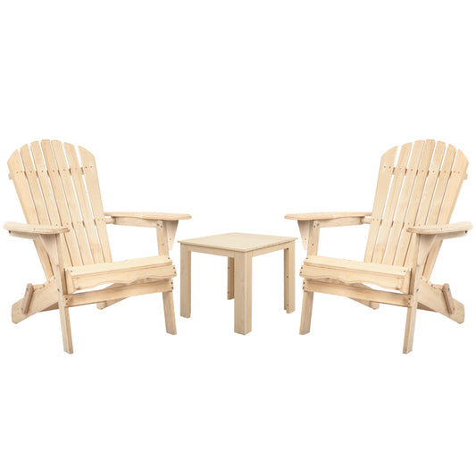 3 Piece Wooden Outdoor Beach Chair and Table Set - image1
