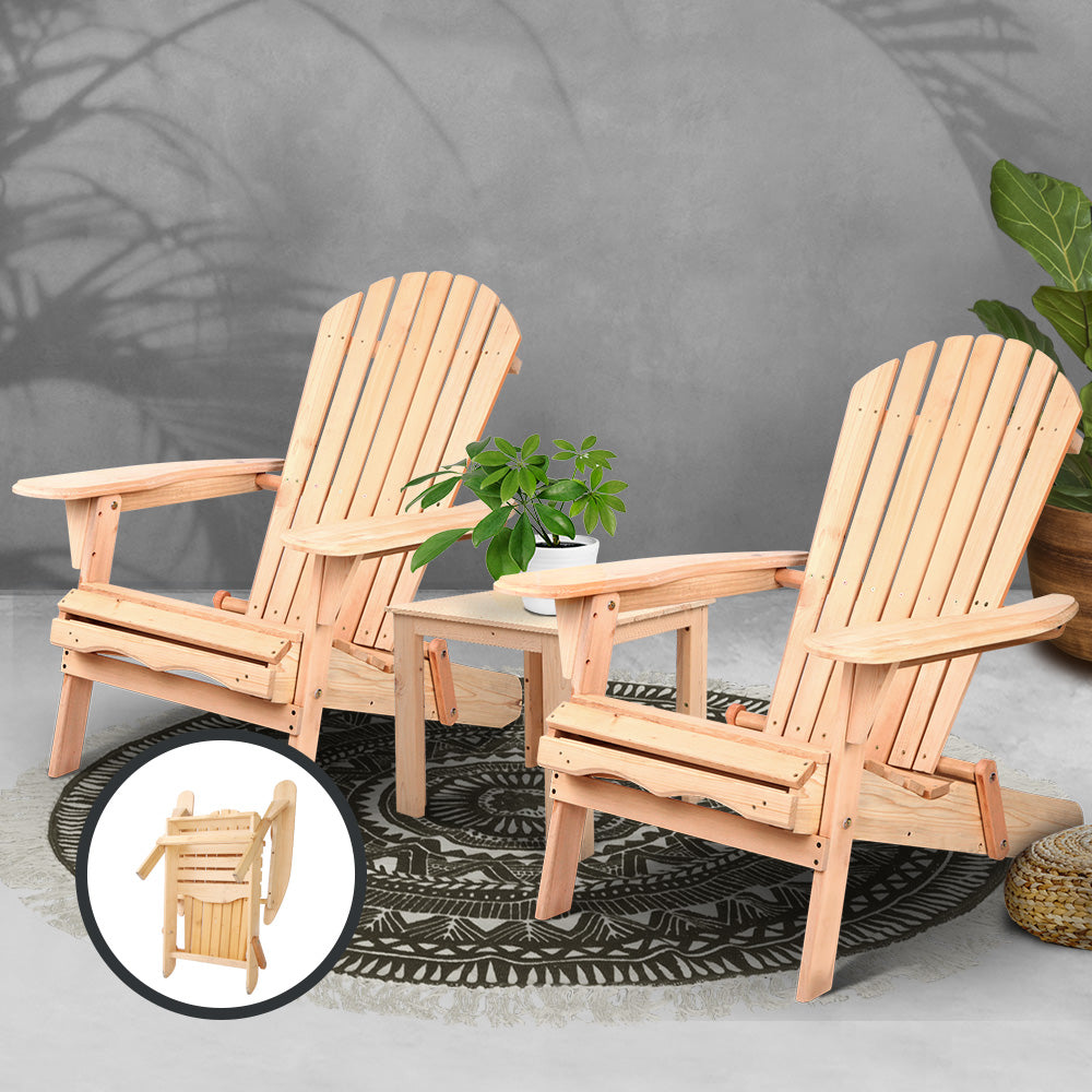 3 Piece Wooden Outdoor Beach Chair and Table Set - image7