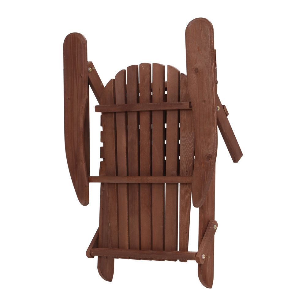 3PC Outdoor Setting Beach Chairs Table Wooden Adirondack Lounge Garden - image5
