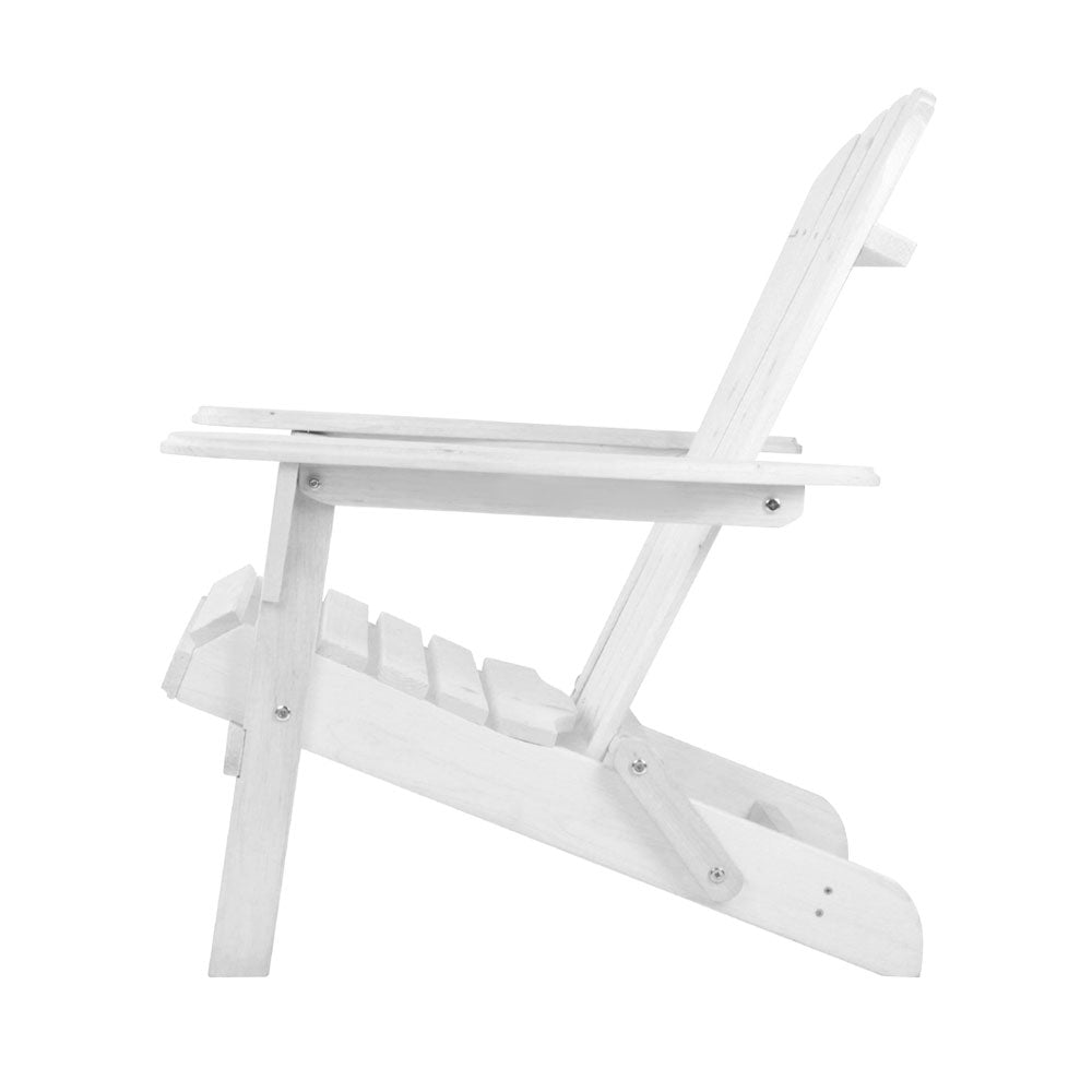 3 Piece Outdoor Adirondack Beach Chair and Table Set - White - image4
