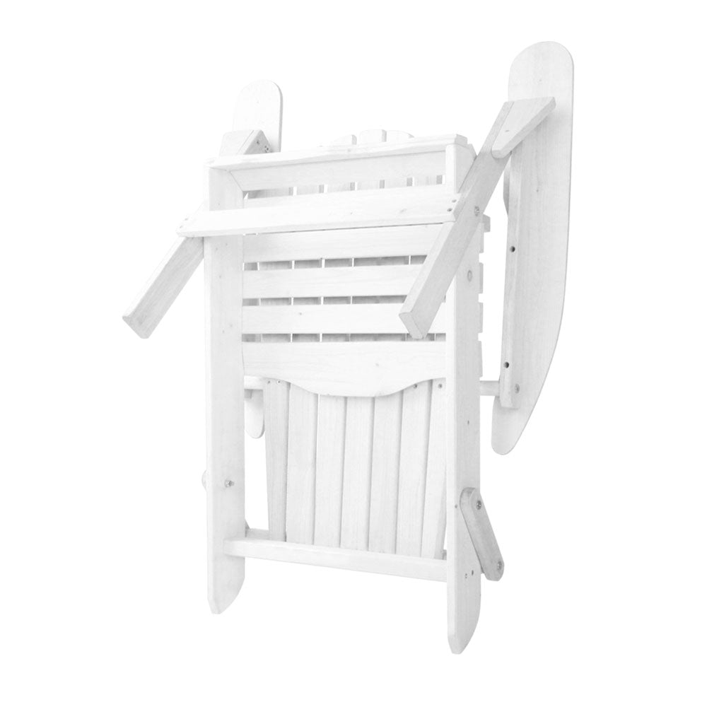 3 Piece Outdoor Adirondack Beach Chair and Table Set - White - image5