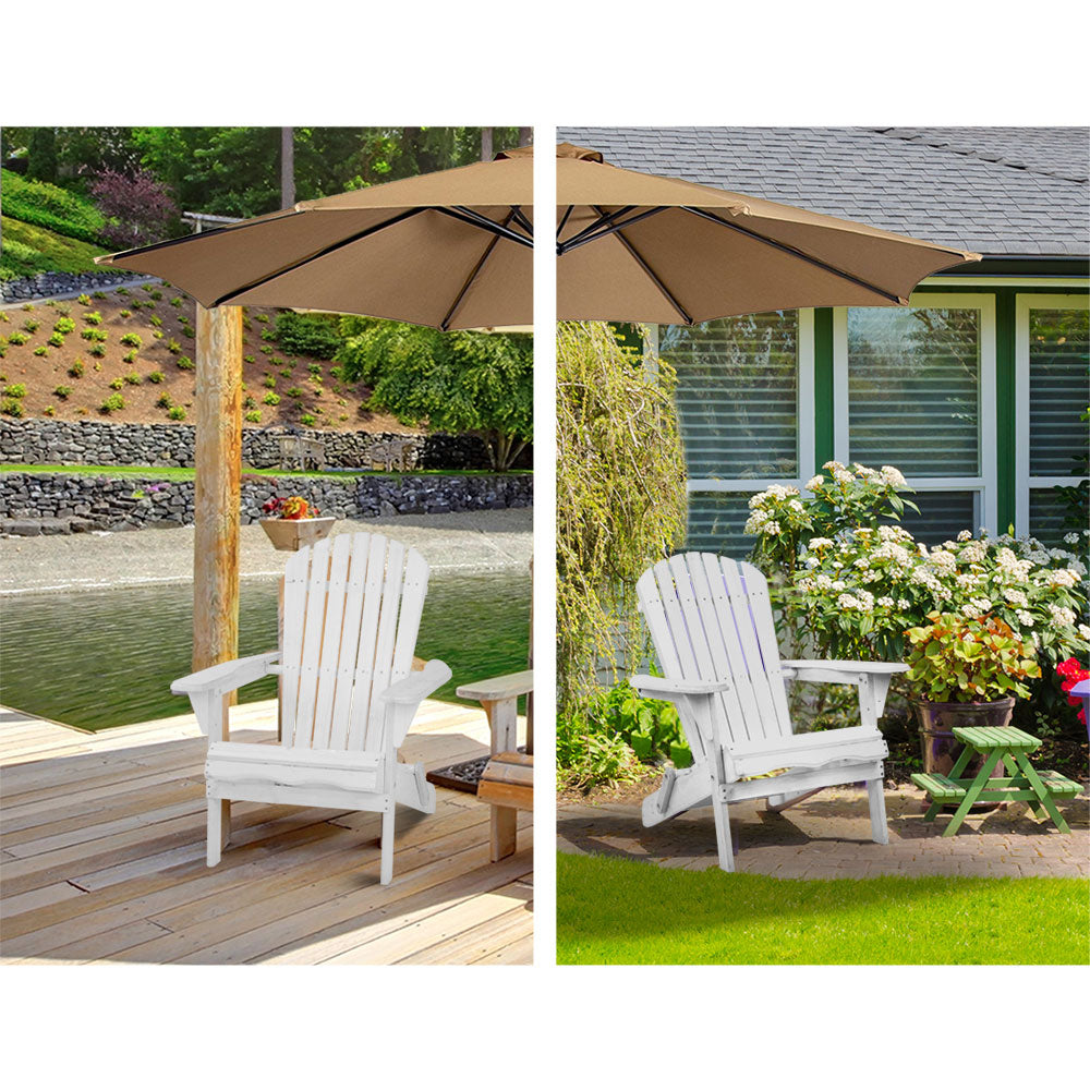 3 Piece Outdoor Adirondack Beach Chair and Table Set - White - image10